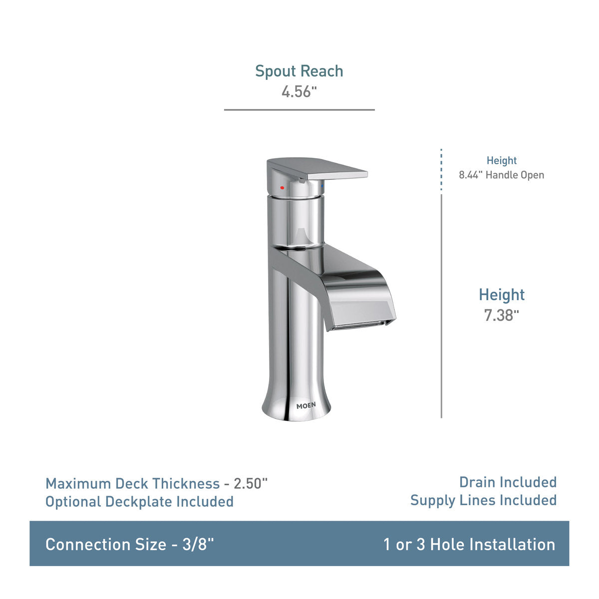 Moen Genta LX Single Hole Bathroom Faucet with Drain Assembly 6702BL