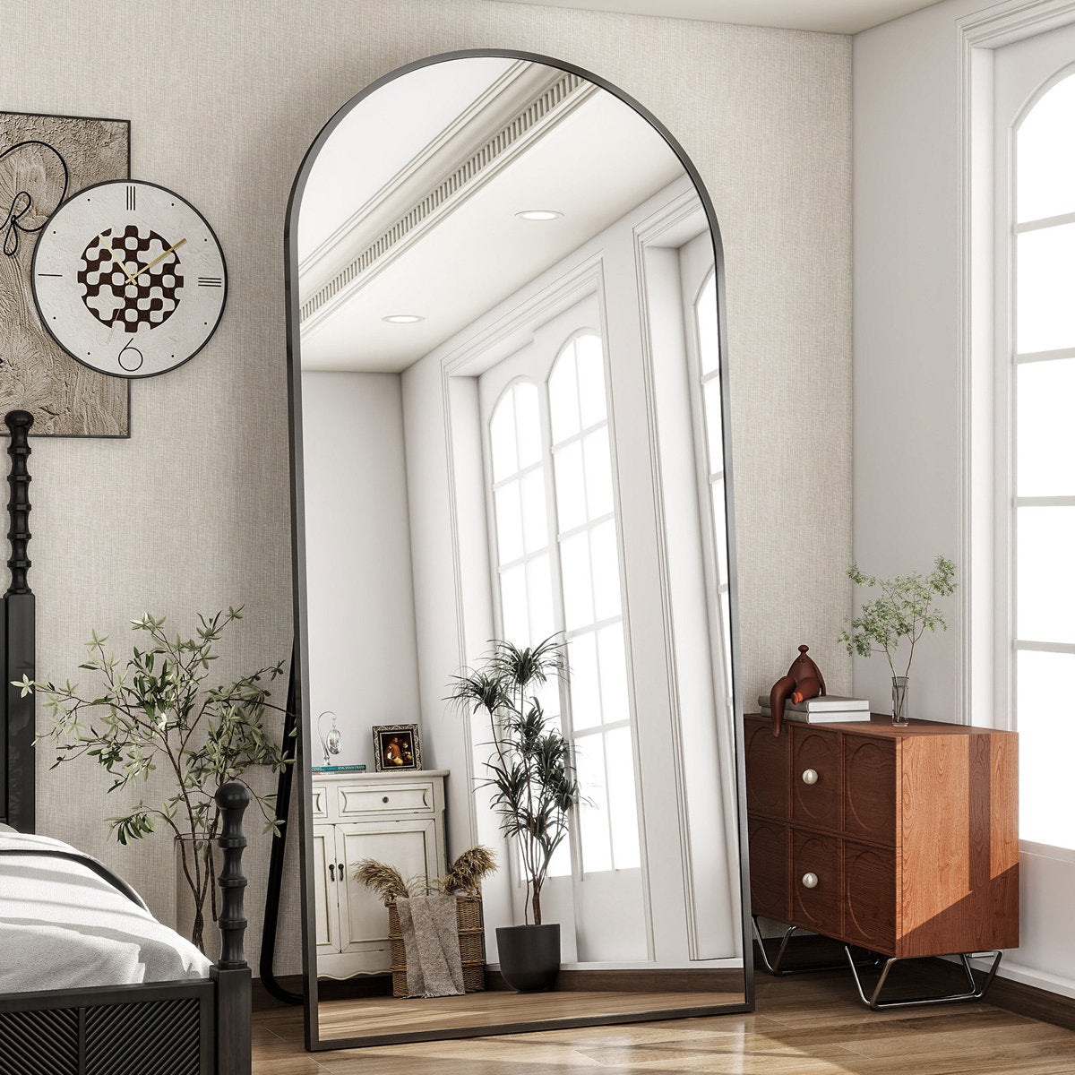Oversized Full Length Mirror Arch Floor Mirror Wall Mirror Hanging Or Leaning Full Body Mirror With Stand