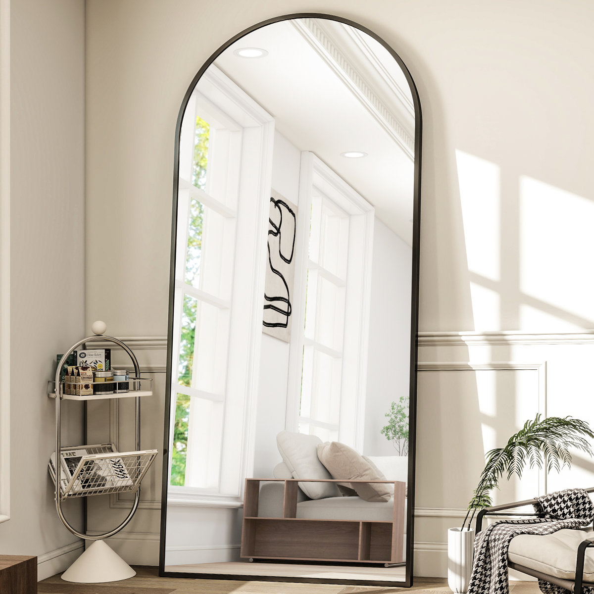 Oversized Full Length Mirror Arch Floor Mirror Wall Mirror Hanging Or Leaning Full Body Mirror With Stand