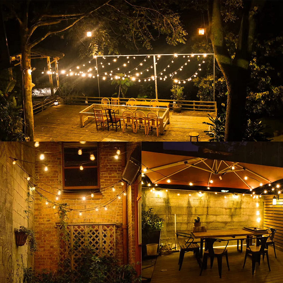 27FT 25-Bulb Solar-Powered Outdoor Globe String Light Shatterproof
