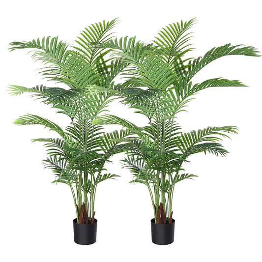 Adcock Artificial UV Resistant Palm Tree in Pot, Faux Palm Plant for Home Decor (Set of 2)