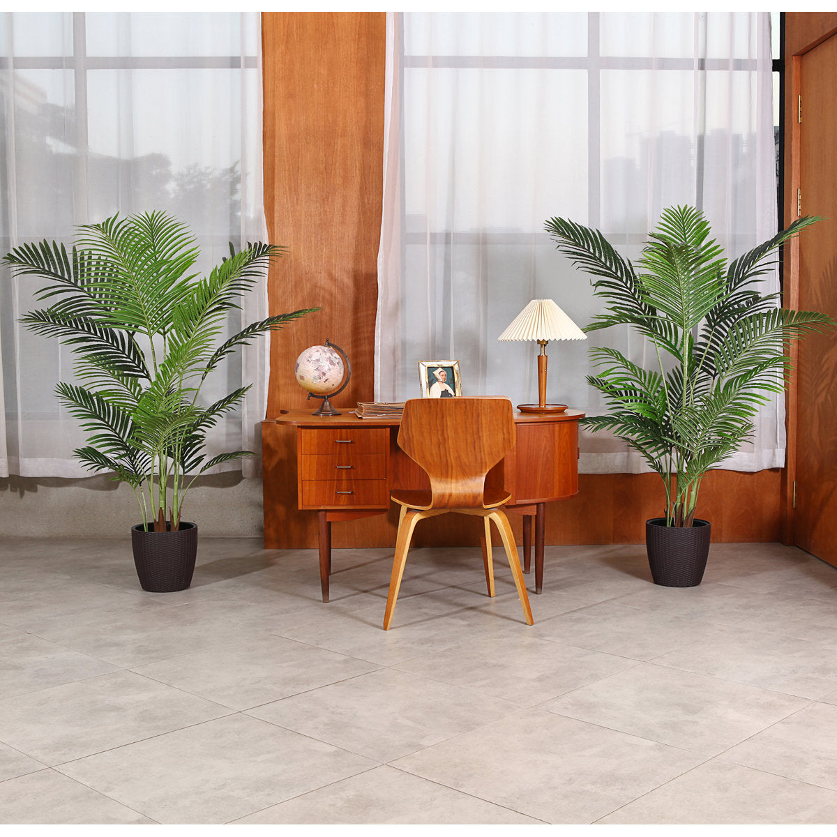 Adcock Artificial UV Resistant Palm Tree in Pot, Faux Palm Plant for Home Decor (Set of 2)