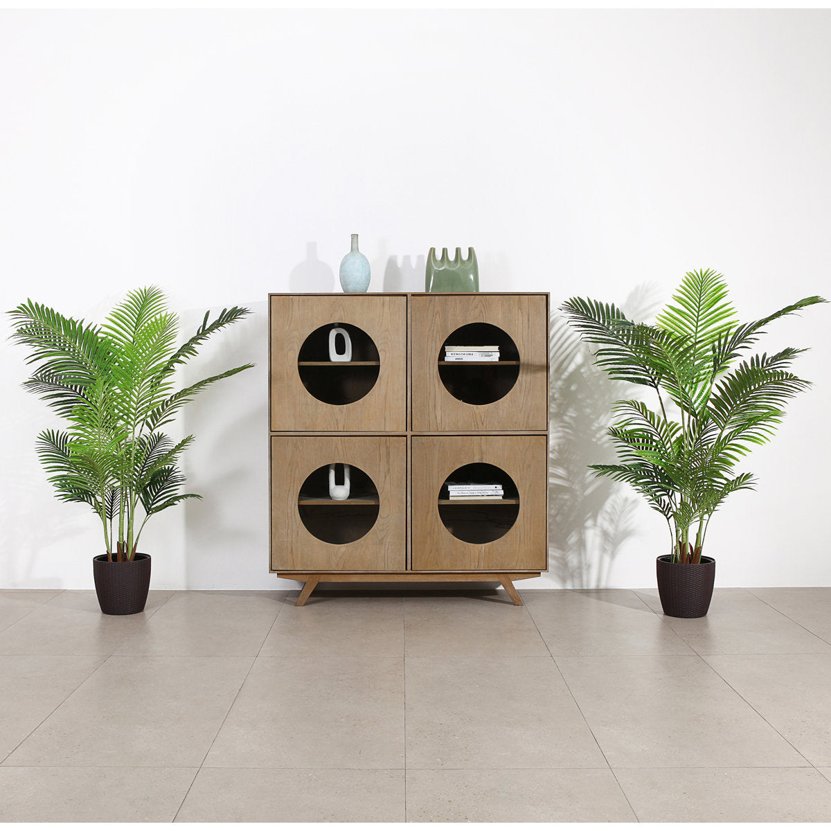 Adcock Artificial UV Resistant Palm Tree in Pot, Faux Palm Plant for Home Decor (Set of 2)